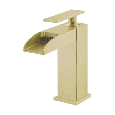 Concorde Single Hole, Single-Handle, Waterfall Bathroom Faucet in Brushed Gold