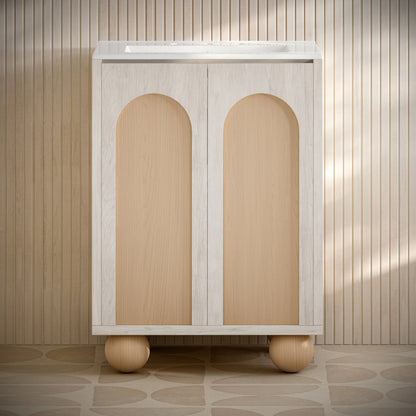 Plaisir II 24" Freestanding Bathroom Vanity in White Oak with 3-Hole Widespread Sink Top