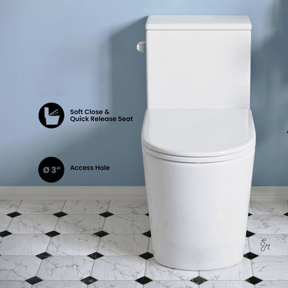 Liberte One-Piece 12" Rough-in 1.28 GPF Left-Hand Flush Elongated ADA Toilet in Glossy White