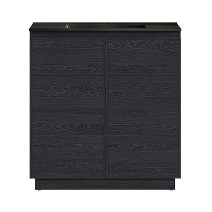 St. Tropez 36" Freestanding Bathroom Vanity in Black Oak with Black Sink Top