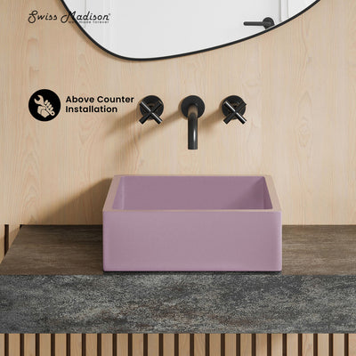Lisse 15.5" Concrete Square Vessel Sink in Matte Lavender
