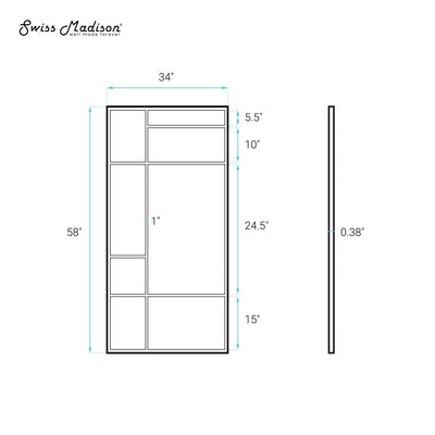 Leiden 34 x 58 Framed Fixed 3/8 in. (10mm) Frosted Tempered Glass Tub Door with Black Matte Frame