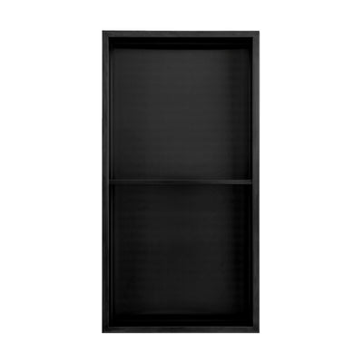 Voltaire 12" x 24" Stainless Steel Double Shelf Wall Niche in Matte Black