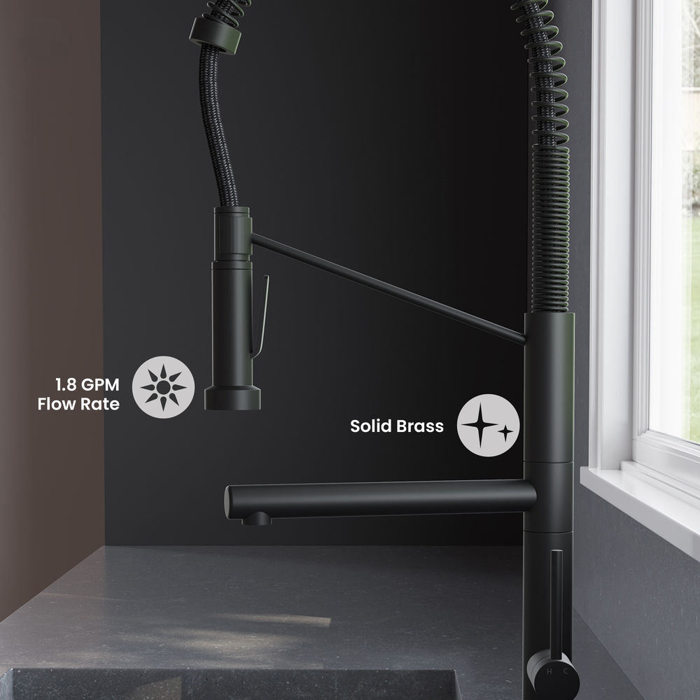 Nouvet Single Handle, Pull-Down Kitchen Faucet with Pot Filler in Matte Black