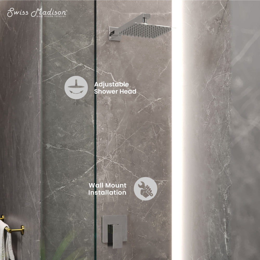 Concorde Single-Handle 1 Spray 8" Wall Mounted Fixed Shower Head in Chrome (Valve Included)