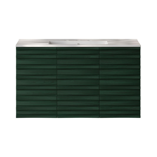 Cascade 36" Wall-Mounted Bathroom Vanity in Green Oak with 3-Hole Widespread Sink Top