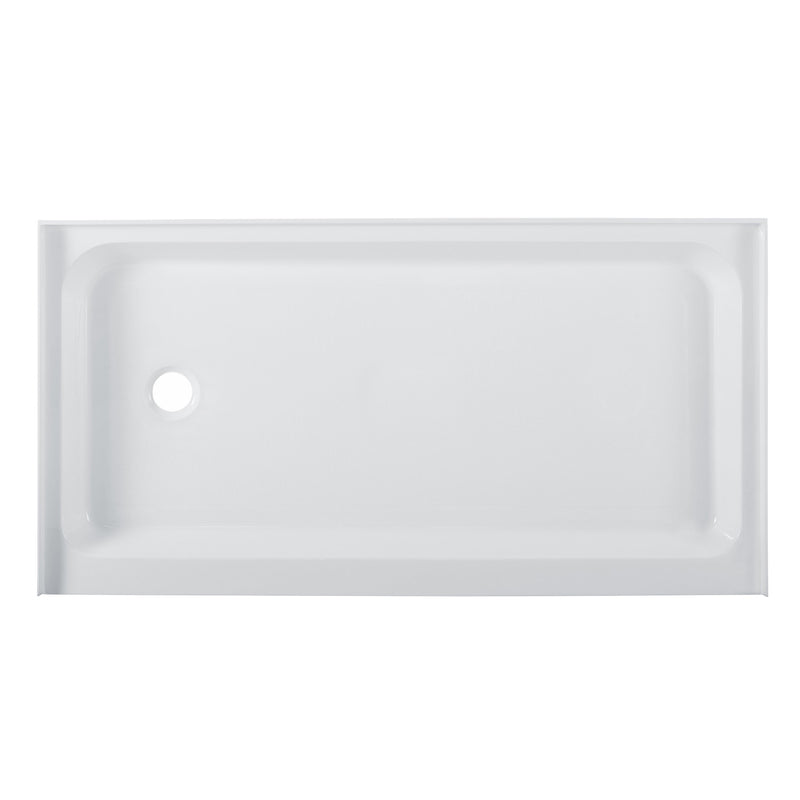 Voltaire 60" x 32" Acrylic White, Single-Threshold, Left-Hand Drain, Shower Base