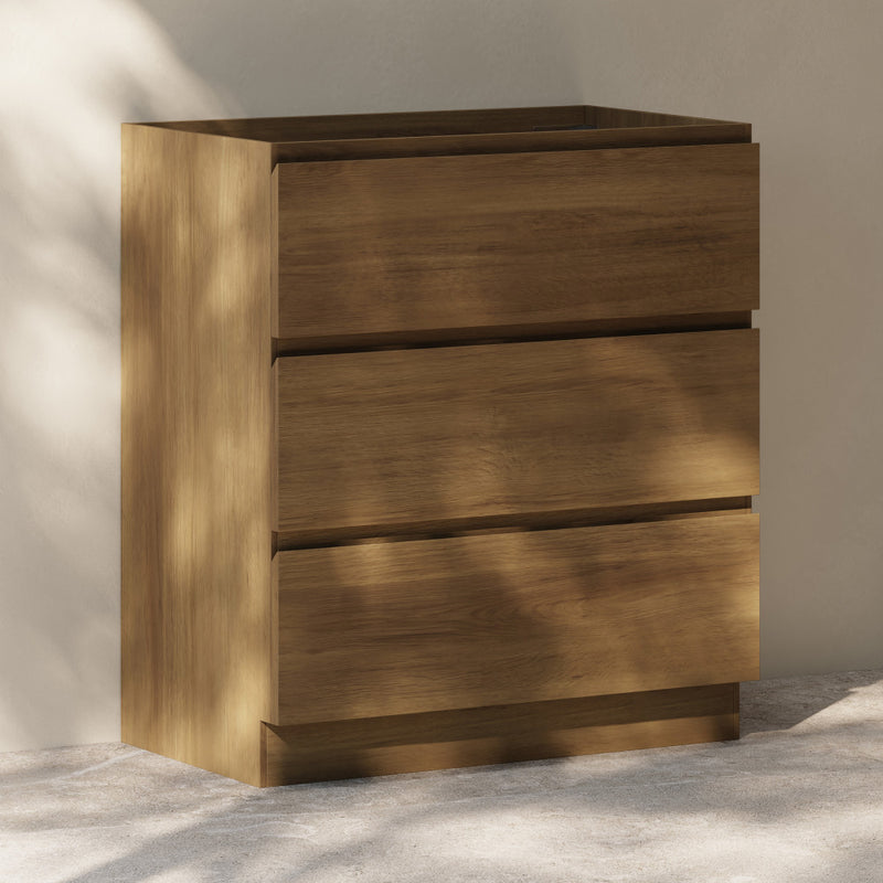 Liberte 30" Freestanding Bathroom Vanity Cabinet without Top in Brown Oak