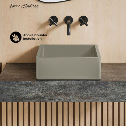 Lisse 15.5" Concrete Square Vessel Sink in Matte Taupe