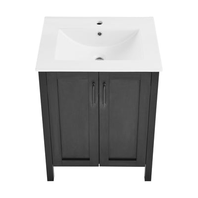 Avallon 24" Freestanding Bathroom Vanity in Black with Sink Top