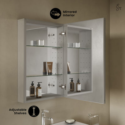 Cache 20 x 30 Rectangle Recessed/Wall Mount Medicine Cabinet with Mirrored Sides