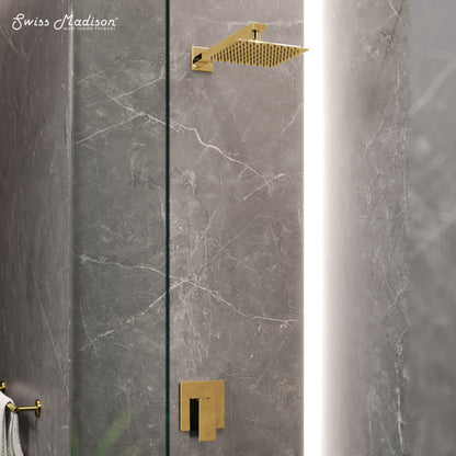 Concorde Single-Handle 1 Spray 8" Wall Mounted Fixed Shower Head in Brushed Gold (Valve Included)