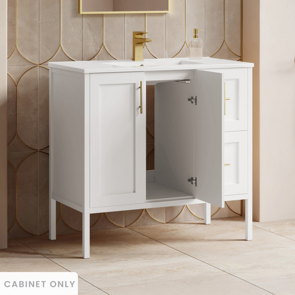 Forme 36" Modular Freestanding Bathroom Vanity Cabinet without Top in White