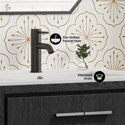 Virage 30" Freestanding Bathroom Vanity in Black Oak with Sink Top