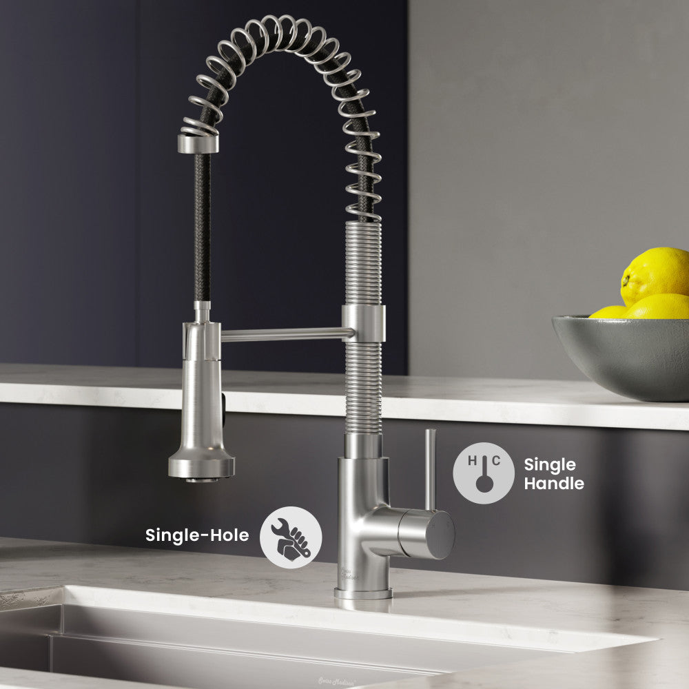 Nouvet Single Handle, Pull-Down Kitchen Faucet in Brushed Nickel