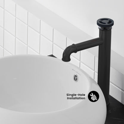 Avallon Single Hole, Single-Handle Wheel, High Arc Bathroom Faucet in Matte Black