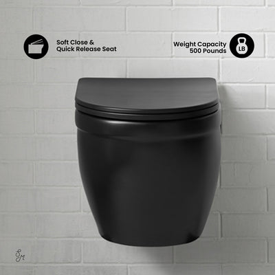 Ivy Wall-Hung Elongated Toilet Bowl in Matte Black