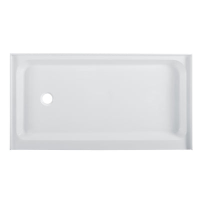 Voltaire 60" x 34" Acrylic White, Single-Threshold, Left Side Drain, Shower Base