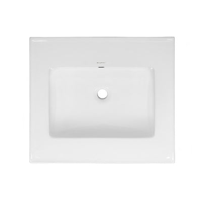 18" Zero Hole Vanity Sink Top in Glossy White