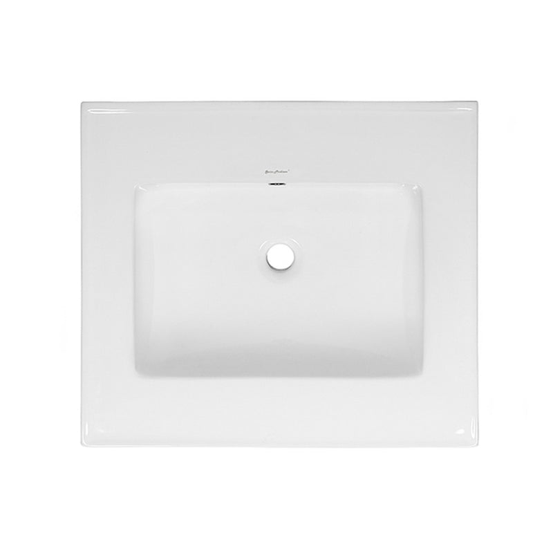 18" Zero Hole Vanity Sink Top in Glossy White