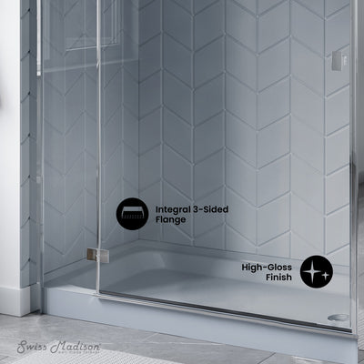 Voltaire 60" x 36" Single-Threshold, Right-Hand Drain, Shower Base in Gray