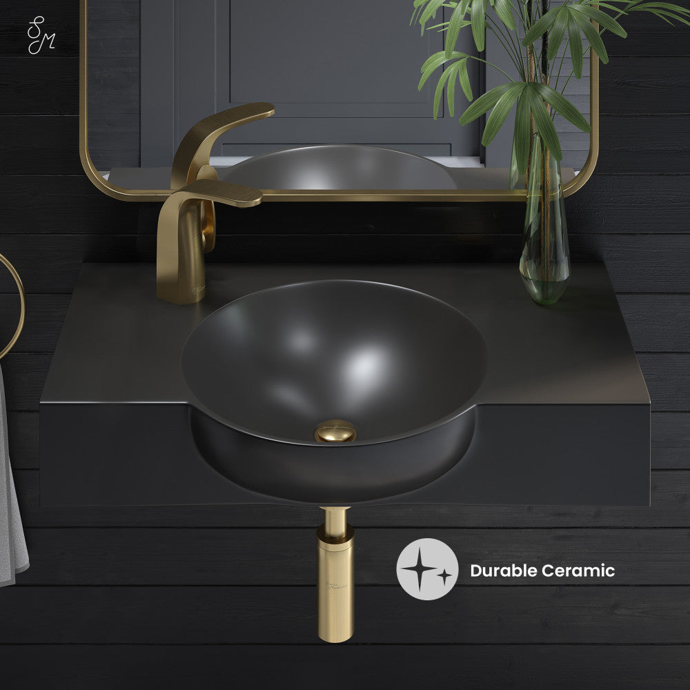 Chateau 30" Wall-Mounted Sink Center Basin with Left Side Faucet Mount in Matte Black