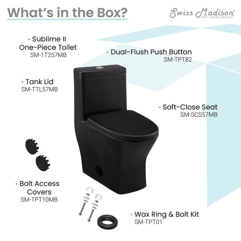 Sublime II One-Piece 12" Rough-in 1.1/1.6 GPF Dual Top Flush Round Compact Toilet in Matte Black