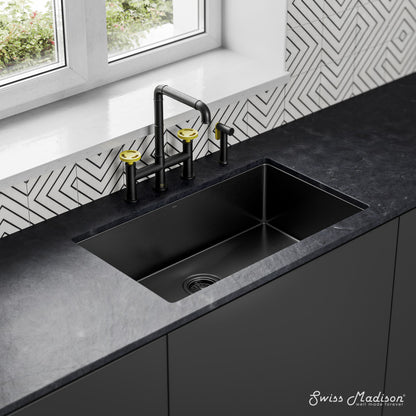 Avallon Pro Kitchen Faucet in Matte Black & Yellow