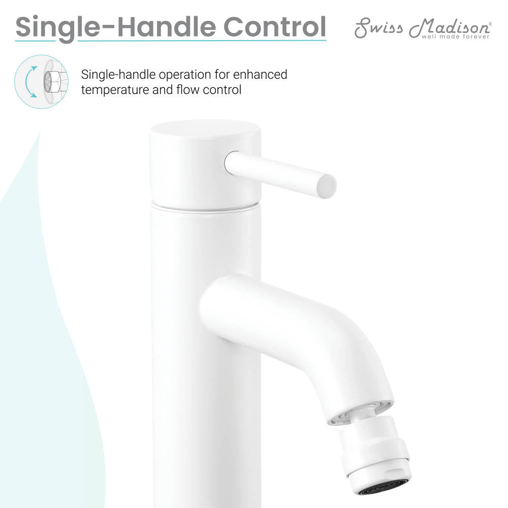 Single-handle bidet faucet in matte white, sleek cylindrical design.