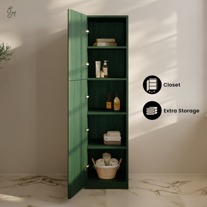 St. Tropez 15 x 15 x 60 Freestanding Linen Cabinet in Green Oak