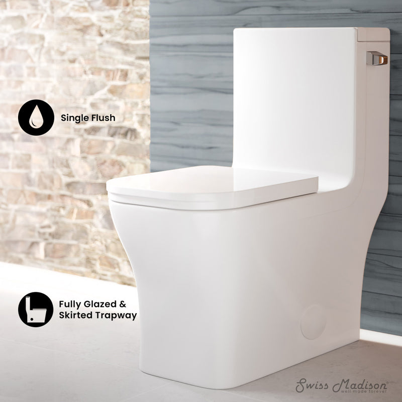 Concorde One Piece Square Right Side Flush Handle Toilet 1.28 gpf