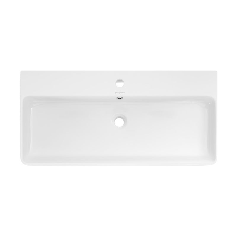 Carre 36 Ceramic Console Sink White Basin Matte White Legs