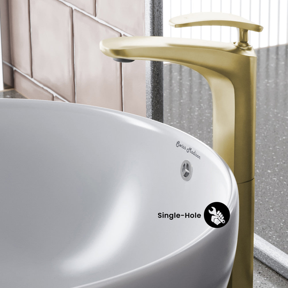 Sublime Single Hole, Single-Handle, High Arc Bathroom Faucet in Brushed Gold