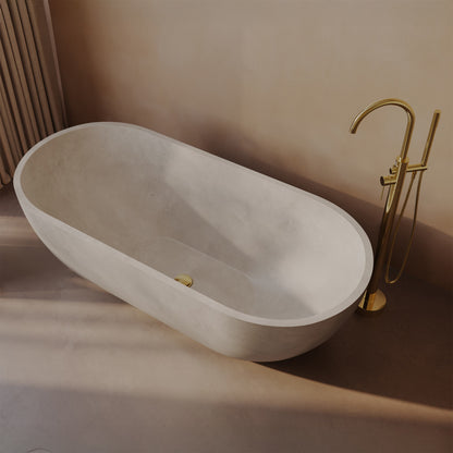 Claire 60" Freestanding Concrete Bathtub in Sand, Drain Included