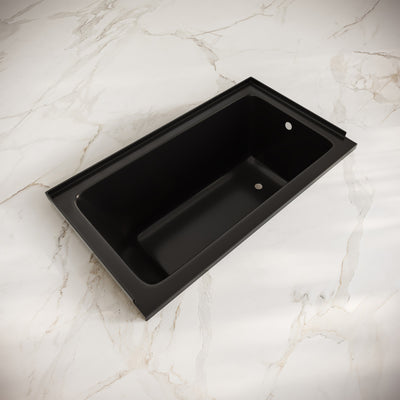 Voltaire 54 x 30 Right Drain Soaking Alcove Bathtub in Glossy Black