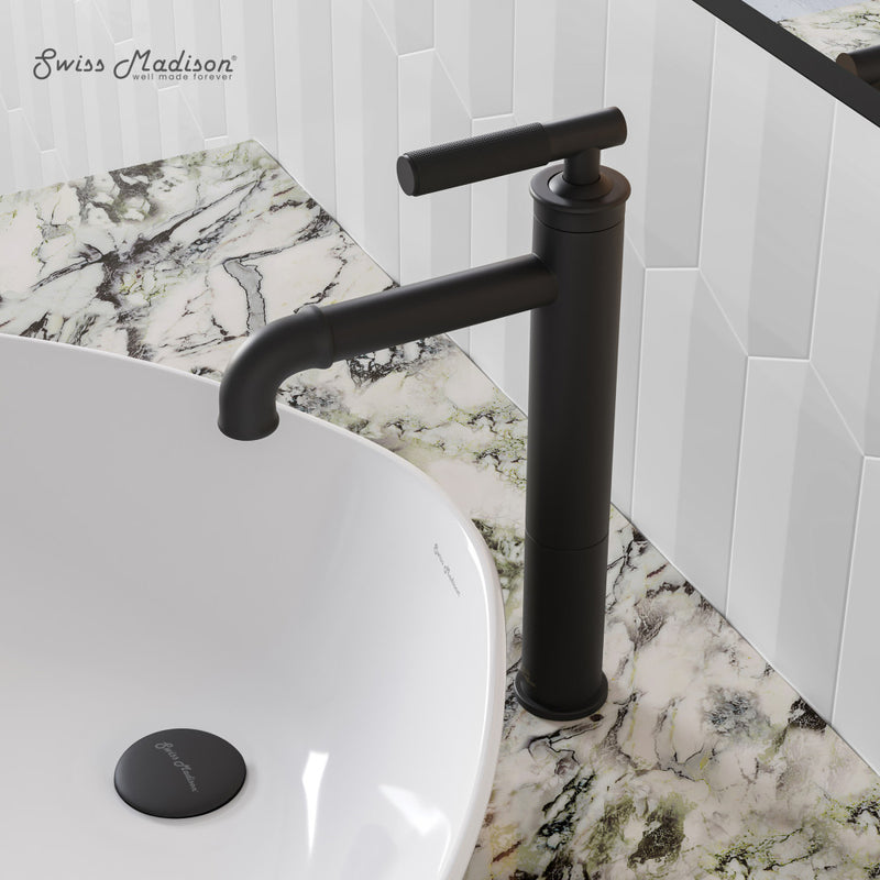 Avallon Single Hole, Single-Handle Sleek, High Arc Bathroom Faucet in Matte Black