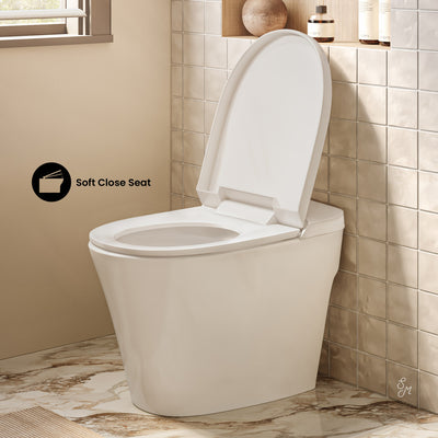 Hugo H Power Flush Tankless Toilet 12" Rough-in 1 GPF Non-Electric ADA Toilet with Integrated Tank in Glossy White