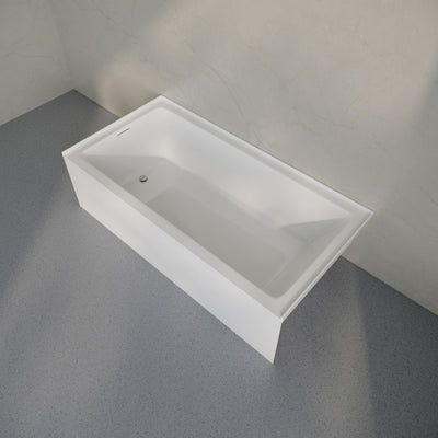 Voltaire 72 x 32 Skirted Left Drain Soaking Alcove Bathtub in Glossy White, Drain Included