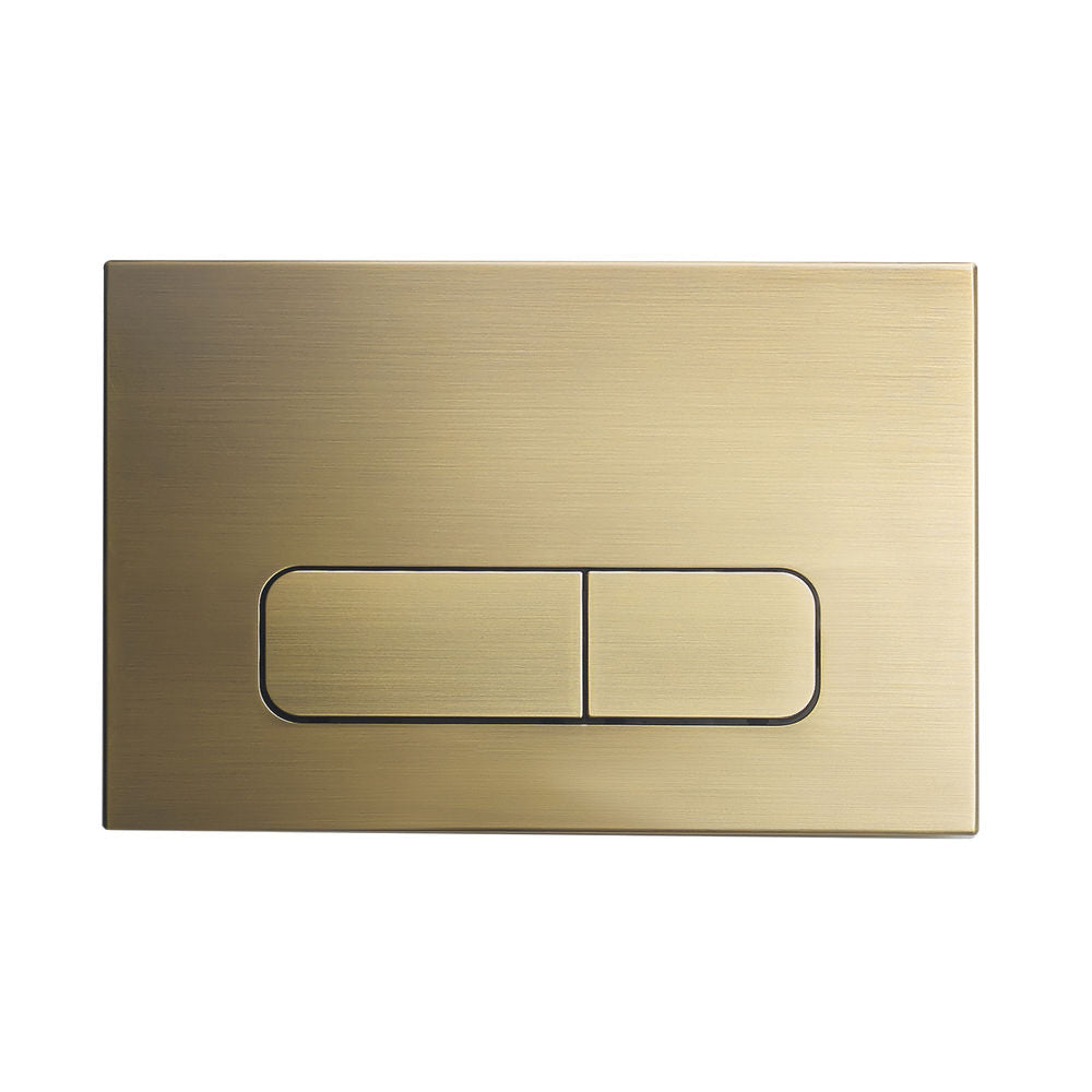 Carre Wall Mount Dual Flush Actuator Plate with Rectangle Push Buttons in Brushed Brass