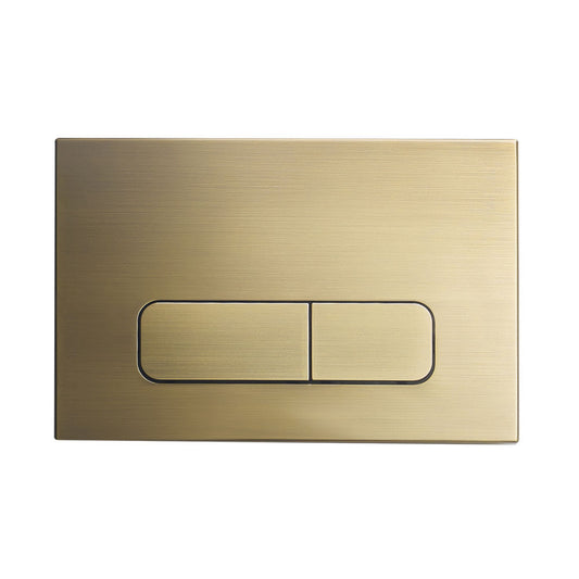 Carre Wall Mount Dual Flush Actuator Plate with Rectangle Push Buttons in Brushed Brass