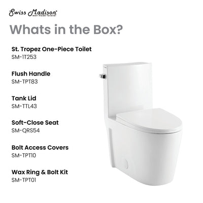 St. Tropez One-Piece Elongated Toilet Side Flush 1.28 gpf