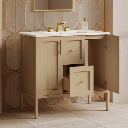 Forme 36" Modular Freestanding Bathroom Vanity with 3-Hole Widespread Top in Natural Oak