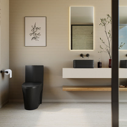 St. Tropez Two-Piece 12" Rough-in 1.1/1.6 GPF Dual Top Flush Elongated Toilet in Matte Black