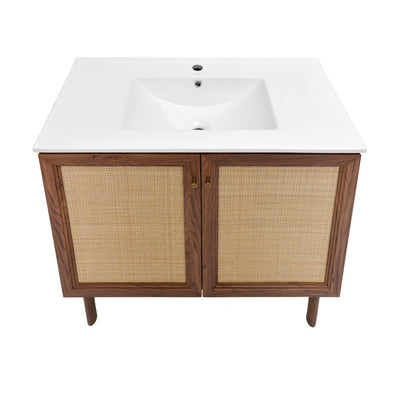 Classe 36" Freestanding Bathroom Vanity in Brown Oak with Sink Top