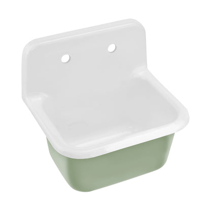 Loire 22" Cast Iron Rectangle Wall-Mounted Sink in Glossy Sage