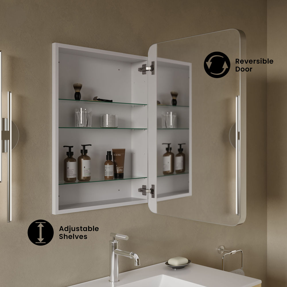 Pierre 20 x 30 Rectangle Recessed/Wall Mount Medicine Cabinet with Mirror in Polished Chrome