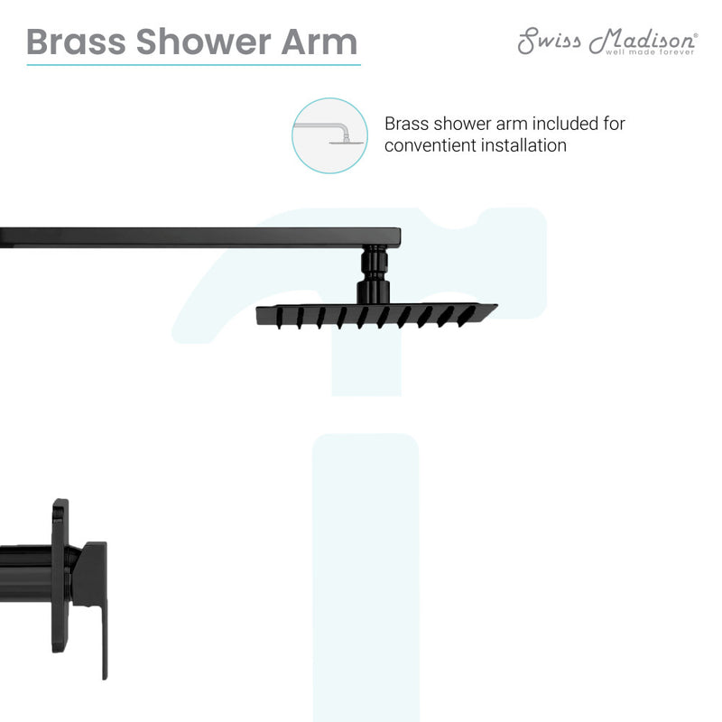 Concorde Single-Handle 1 Spray 8" Wall Mounted Fixed Shower Head in Matte Black (Valve Included)