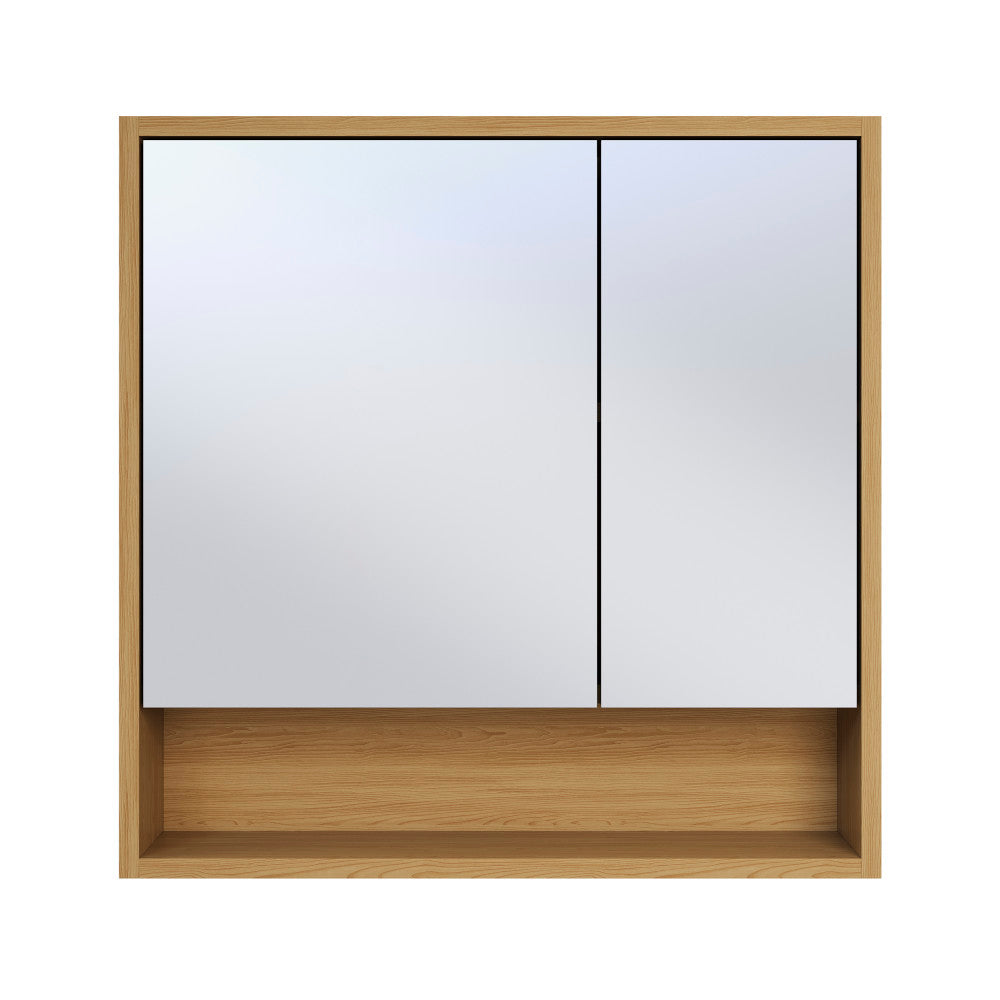 Delice 30 x 30 Rectangular Wall Mount Medicine Cabinet in Oak with Open Shelf