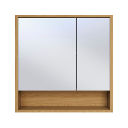 Delice 30 x 30 Rectangular Wall Mount Medicine Cabinet in Oak with Open Shelf