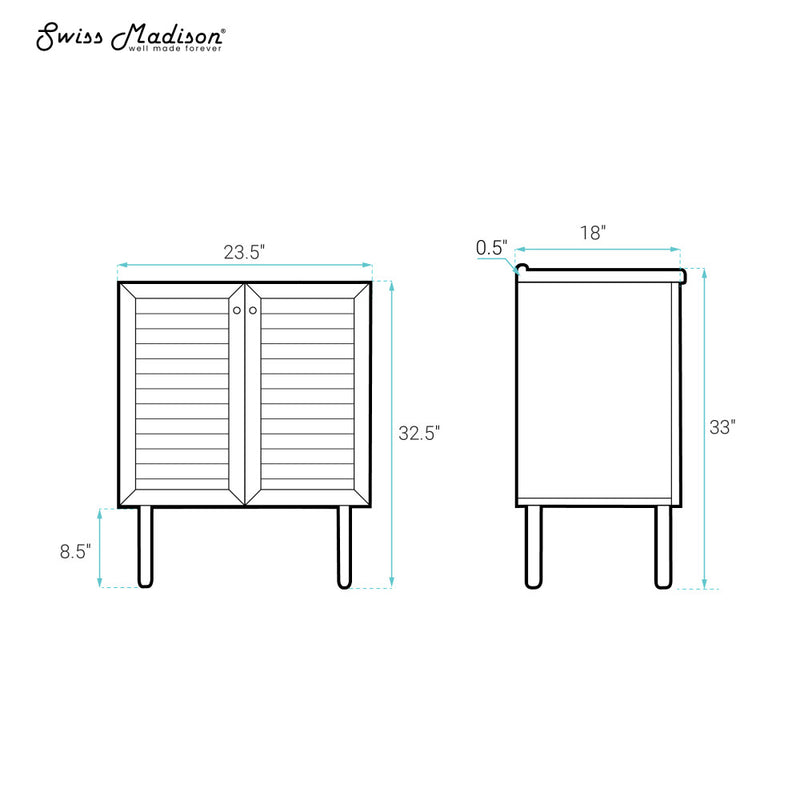 Bron 24" Freestanding Bathroom Vanity Cabinet without Top in Brown Oak